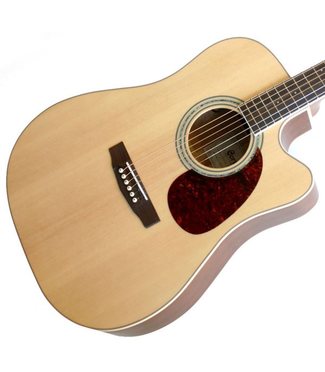 Cort MR710F Natural Satin Acoustic Guitar Solid Top Cutaway Pickup in Gig Bag Gold Coast Music