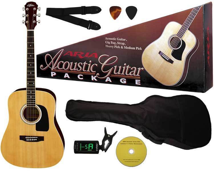 Aria ARAGPN003N Prodigy Series Acoustic Guitar Package in Natural