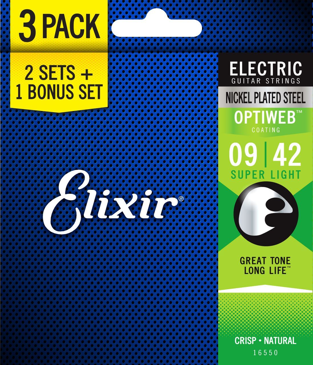 Elixir 116550 Optiweb Electric  9-42 3 Pack Super Light