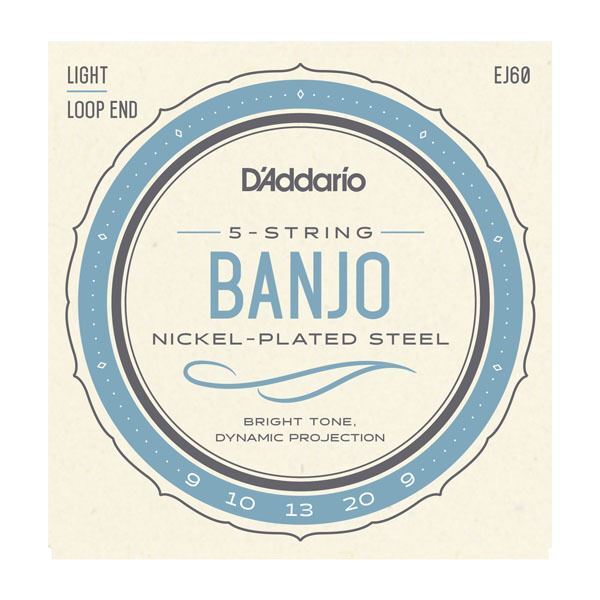 D'addario EJ60 5-String Banjo Nickel Light 9-20