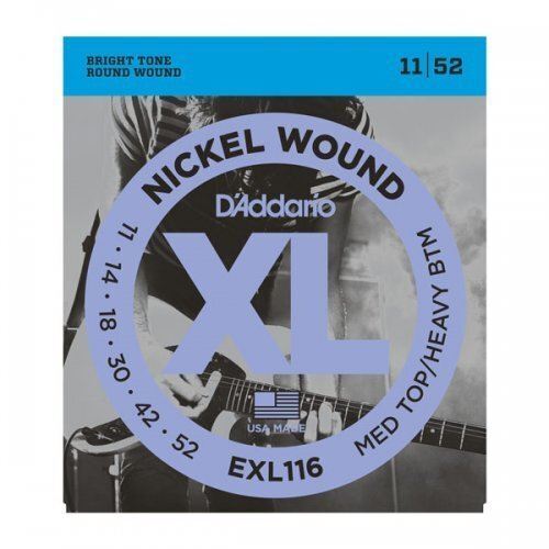D'Addario EXL116 Nickel Wound Electric Guitar Strings, Medium Top/Heavy Bottom 11-52