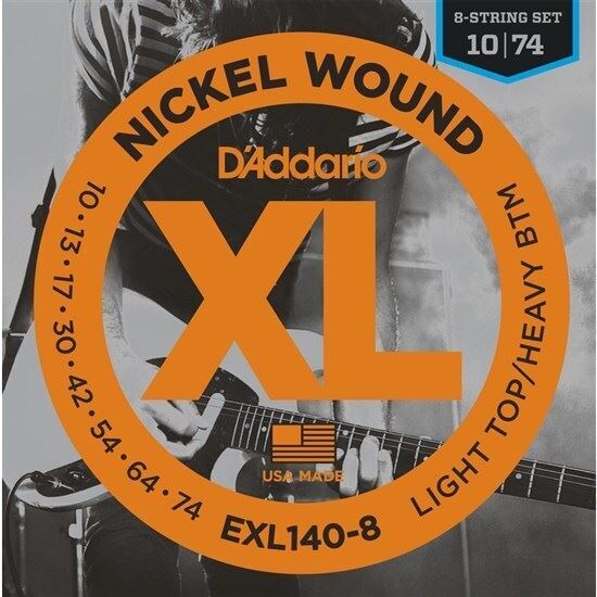 D'Addario EXL140-8 8-String Nickel Wound Electric Strings Light Top/Heavy Bottom 10-74