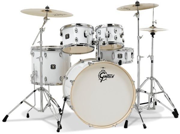 Gretsch Energy Series Fusion 5-Pce Drum Kit in White w/ Upgraded USA Evans Heads