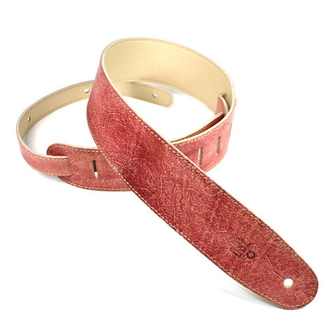 DSL 2.5" Hand Dyed Red Leather Guitar Strap