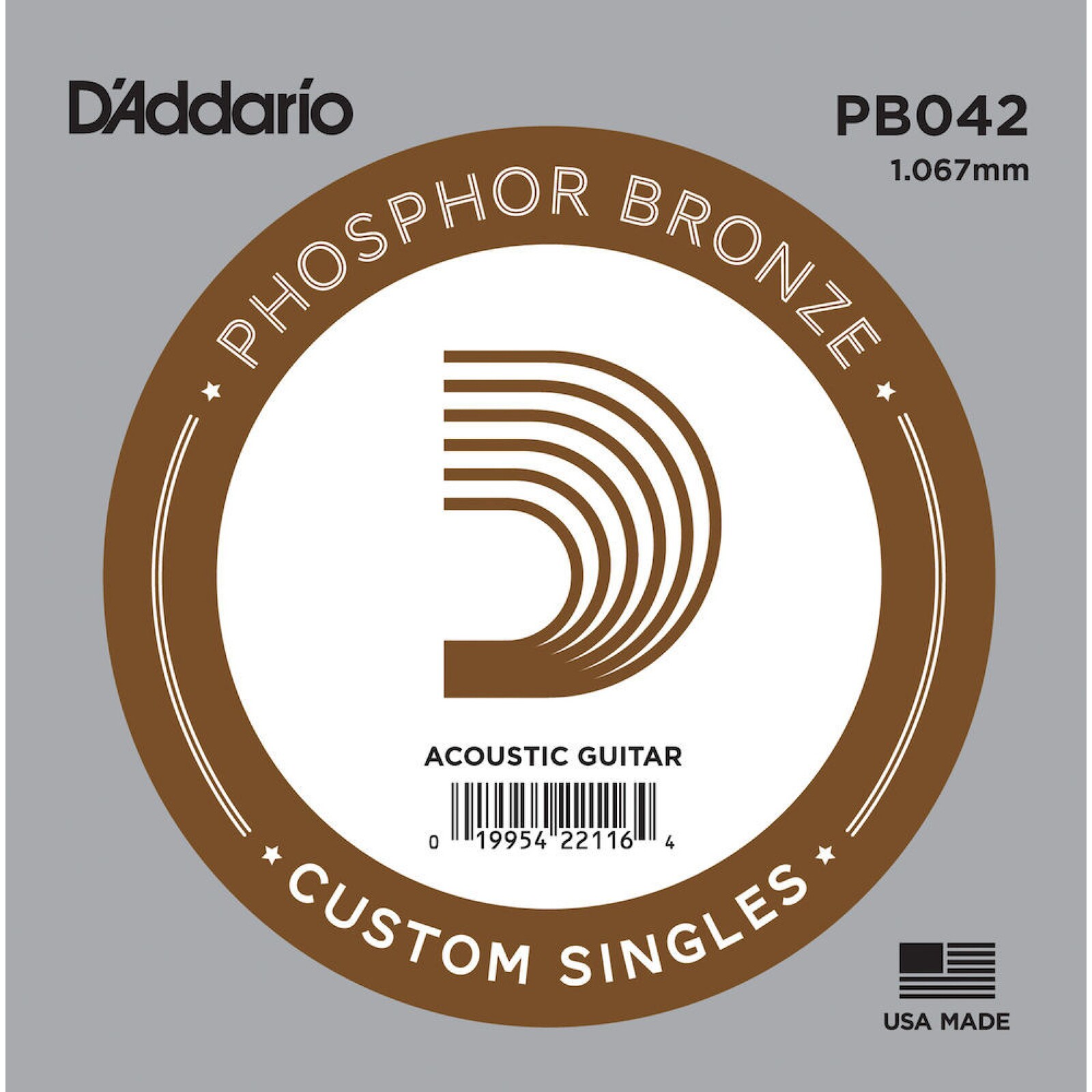 D'Addario PB042 Phosphor Bronze Wound Acoustic Guitar Single String