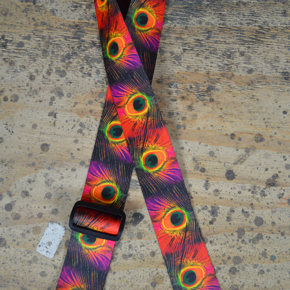 Peacock Feathers Printed Webbing Guitar Strap