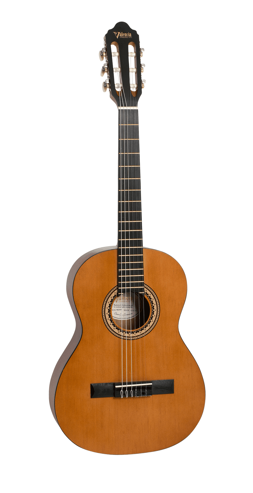Valencia VC203H Series 200 Hybrid Thin Neck 3/4 Size Classical Guitar Antique Natural