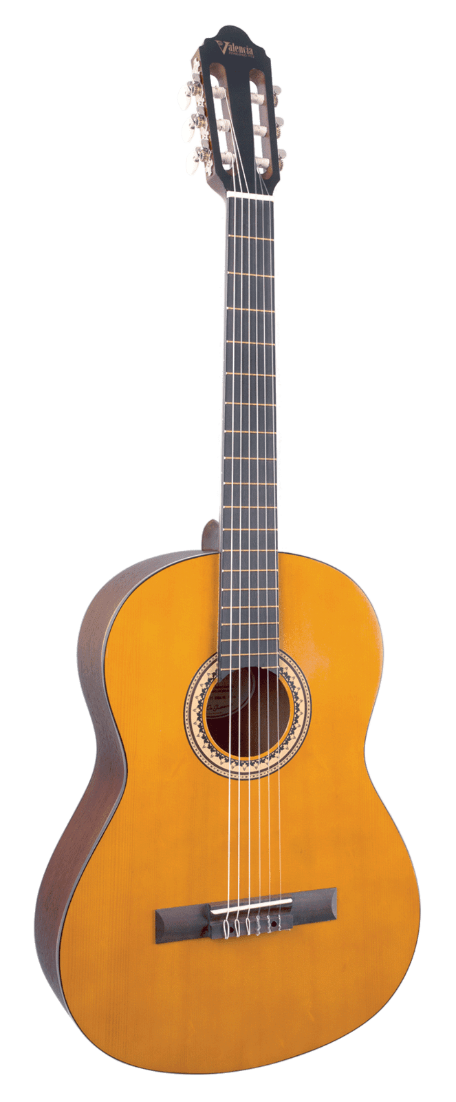 Valencia VC204H Series 200 Hybrid Thin Neck Full Size Classical Guitar Antique Natural