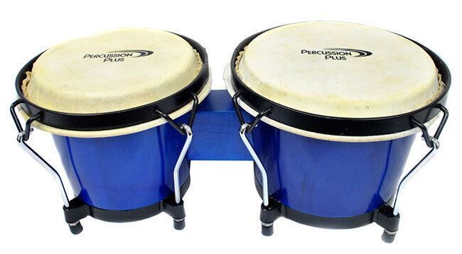 Percussion Plus 6 & 6-3/4" Wooden Bongos in Gloss Blue