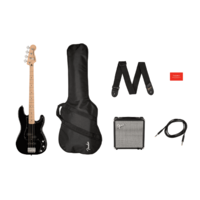 Fender Squier Affinity Series Precision Bass PJ Pack, Maple Fingerboard, Black, Gig Bag, Rumble 15