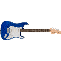 Fender Squier FSR Affinity Series™ Stratocaster® QMT, Laurel Fingerboard, White Pearloid Pickguard - Sapphire Blue Transparent