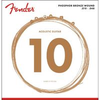 Fender Phosphor Bronze Acoustic Guitar Strings, Ball End, 60XL .010-.048 Gauges, (6)