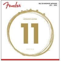 Fender 80/20 Bronze Acoustic Strings, Ball End, 70CL .011-.052 Gauges, (6)