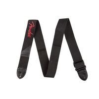 Fender® 2" Black Poly Strap w/ Red Fender® Logo