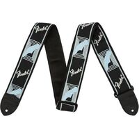 Fender® 2" Monogrammed Strap, Black/Light Grey/Blue