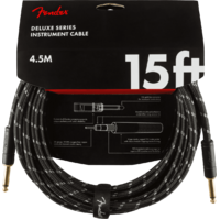 Fender Deluxe Series Instrument Cable, Straight/Straight, 15', Black Tweed