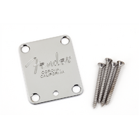 4-Bolt American Series Guitar Neck Plate with "Fender Corona" Stamp (Chrome)