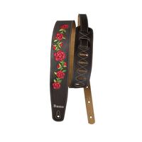 Basso Guitar Strap - Synthetic Brown Floral Embroidered VTFL02