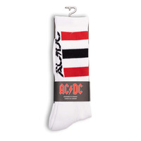 Perris Licensed AC/DC "High Voltage" Large Crew Socks in White (1-Pair)