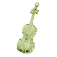 Violin Polished Brass Keychain
