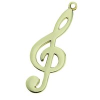 G Clef Polished Brass Keychain