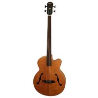 Aria FEBFLF F-Hole Acoustic-Electric Fretless Bass Guitar Natural