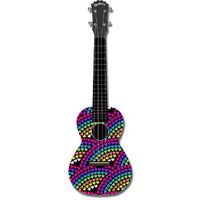 Kealoha "Rainbow Hearts" Design Concert Ukulele with Black ABS Resin Body