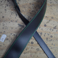 Colonial Leather Green Stitched Black 2.5″ Leather Guitar Strap