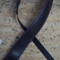 Colonial Leather BASST-PU Purple Stitched Black 2.5″ Leather Guitar Strap