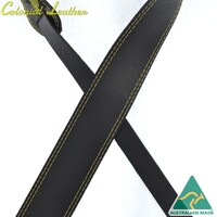 Colonial Leather Yellow Stitched Black 2.5″ Leather Guitar Strap