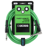 BOSS BIC10ABK Instrument Cable 10ft- Angled/Straight - Green