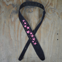 Colonial Leather Pink Stars Embroidered Suede Guitar Strap