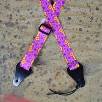 Hibiscus Purple Printed Webbing Ukulele Strap