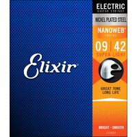 Elixir E12002 9-42 Super Light Nickel Plated Steel Electric with Nanoweb Coating