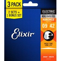 Elixir 16540 Nanoweb Electric  9-42 3 Pack Super Light