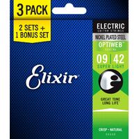Elixir 116550 Optiweb Electric  9-42 3 Pack Super Light