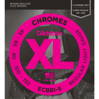 D'Addario ECB81-5 Bass Chromes Flat Wound Strings - 45-132 Long Scale