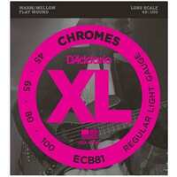 D'Addario ECB81 Bass Chromes Flat Wound Strings - 45-100 Long Scale Set