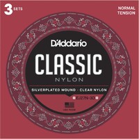 D'Addario EJ27N-3D Normal Tension Student Nylon Classical Guitar Strings - 3 Pack
