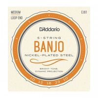 D'Addario EJ61 5-String Banjo Strings, Nickel, Medium 10-23