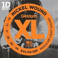 D'Addario EXL110-10P Nickel Wound Electric Guitar Strings Regular Light 10-46 10 Set Value Pack
