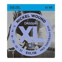 D'Addario EXL116 Nickel Wound Electric Guitar Strings, Medium Top/Heavy Bottom 11-52