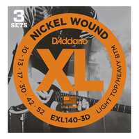 D'Addario EXL140-3D Nickel Wound Electric Guitar Strings Light Top/Heavy Bottom 10-52 3 Pack