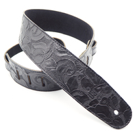 DSL FJ25-BLACK 2.5 Inch Flower Embossed Guitar Strap - Black