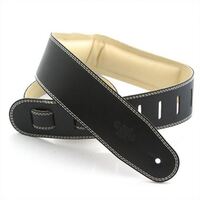 DSL GEG Series 2.5" Padded Guitar Strap Black, Beige Backing
