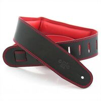 DSL GEG Series 2.5" Padded Guitar Strap Black, Red Backing