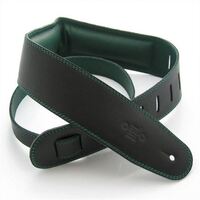 DSL GEG Series 2.5" Padded Guitar Strap Black, Green Backing