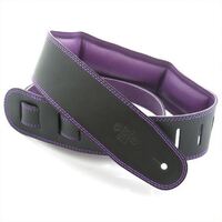 DSL 2.5 Inch Padded Garment Black/Purple Leather Guitar Strap