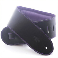 DSL GEG Series 3.5" Padded Guitar Strap Black, Purple Backing And Stitching