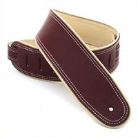 DSL 2.5" Rolled Edge Guitar Strap - Maroon/Beige